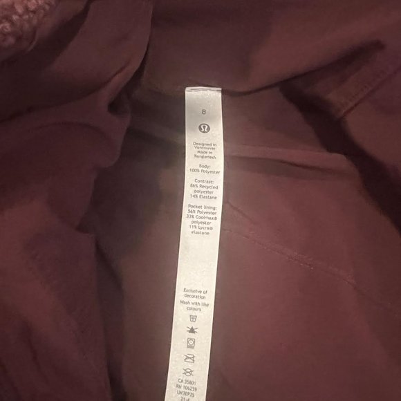 Lululemon Fleece Zip Up Plum Size 8 - Picture 2 of 2